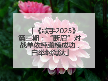 《歌手2025》第三期：“断眉”对战单依纯袭榜成功，白举纲淘汰