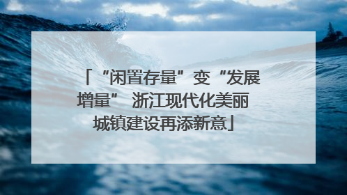 “闲置存量”变“发展增量” 浙江现代化美丽城镇建设再添新意