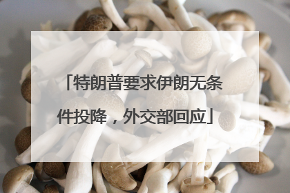 特朗普要求伊朗无条件投降，外交部回应