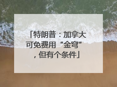特朗普：加拿大可免费用“金穹”，但有个条件