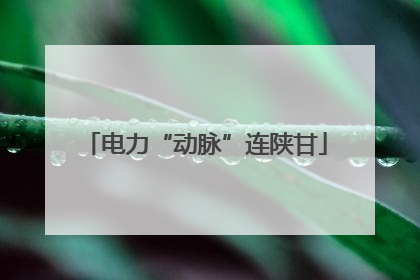 电力“动脉”连陕甘