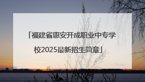 福建省惠安开成职业中专学校2025最新招生简章