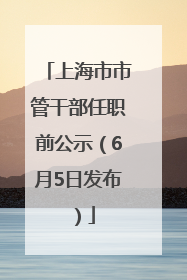 上海市市管干部任职前公示（6月5日发布）