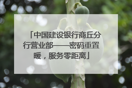 中国建设银行商丘分行营业部——密码重置暖，服务零距离