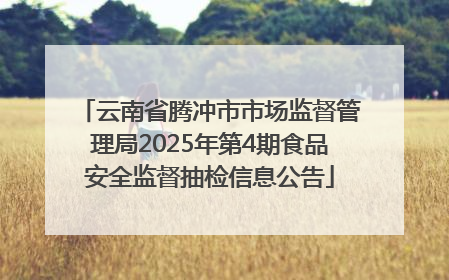 云南省腾冲市市场监督管理局2025年第4期食品安全监督抽检信息公告