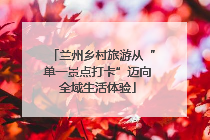 兰州乡村旅游从“单一景点打卡”迈向全域生活体验