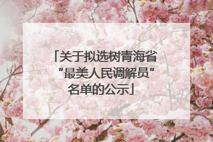 关于拟选树青海省“最美人民调解员” 名单的公示
