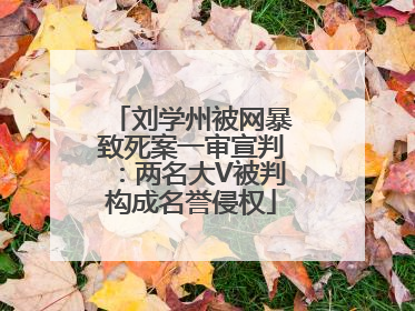 刘学州被网暴致死案一审宣判：两名大V被判构成名誉侵权