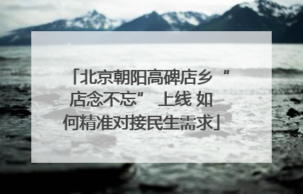 北京朝阳高碑店乡“店念不忘” 上线 如何精准对接民生需求