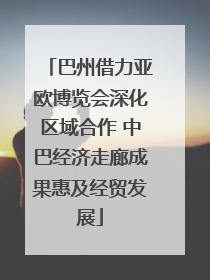 巴州借力亚欧博览会深化区域合作 中巴经济走廊成果惠及经贸发展