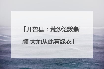 开鲁县：荒沙沼焕新颜 大地从此着绿衣