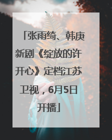 张雨绮、韩庚新剧《绽放的许开心》定档江苏卫视，6月5日开播