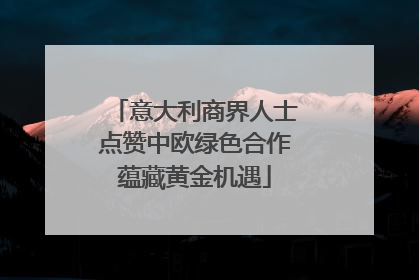 意大利商界人士点赞中欧绿色合作蕴藏黄金机遇