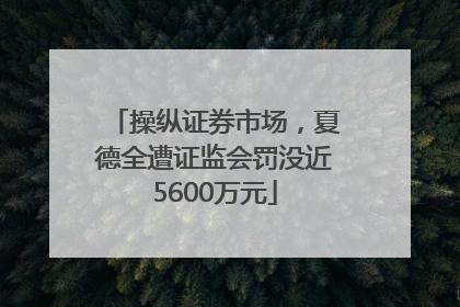 操纵证券市场，夏德全遭证监会罚没近5600万元