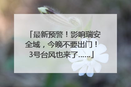最新预警！影响瑞安全域，今晚不要出门！3号台风也来了……