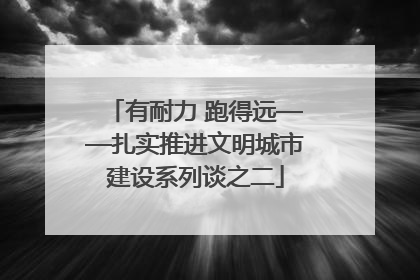 有耐力 跑得远——扎实推进文明城市建设系列谈之二