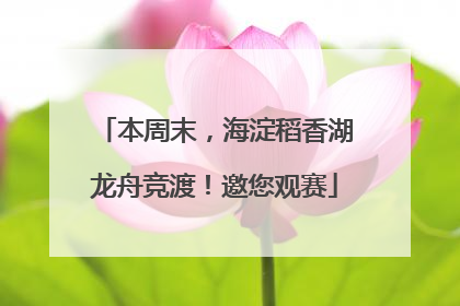 本周末，海淀稻香湖龙舟竞渡！邀您观赛