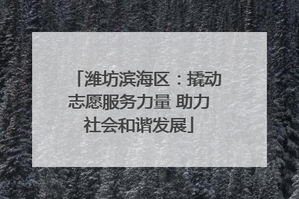 潍坊滨海区：撬动志愿服务力量 助力社会和谐发展