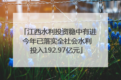江西水利投资稳中有进 今年已落实全社会水利投入192.97亿元