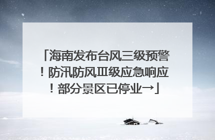 海南发布台风三级预警！防汛防风Ⅲ级应急响应！部分景区已停业→
