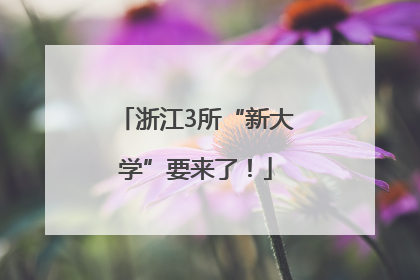 浙江3所“新大学”要来了！
