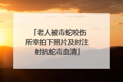 老人被毒蛇咬伤 所幸拍下照片及时注射抗蛇毒血清