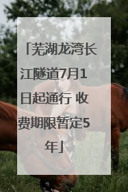 芜湖龙湾长江隧道7月1日起通行 收费期限暂定5年