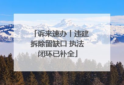 诉来速办丨违建拆除留缺口 执法闭环已补全