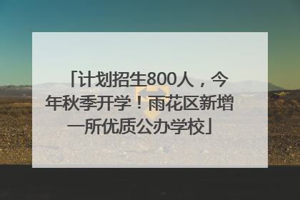 计划招生800人，今年秋季开学！雨花区新增一所优质公办学校