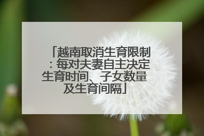越南取消生育限制：每对夫妻自主决定生育时间、子女数量及生育间隔