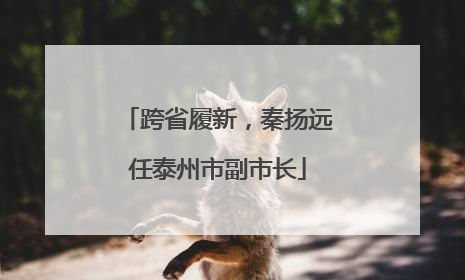 跨省履新，秦扬远任泰州市副市长