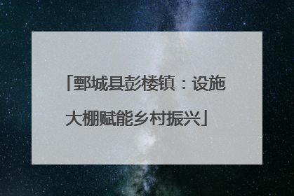 鄄城县彭楼镇：设施大棚赋能乡村振兴