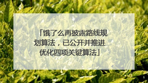 饿了么再披露路线规划算法，已公开并推进优化四项关键算法