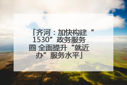 齐河：加快构建“1530”政务服务圈 全面提升“就近办”服务水平
