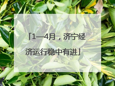 1—4月，济宁经济运行稳中有进
