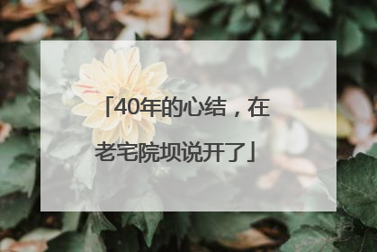 40年的心结，在老宅院坝说开了